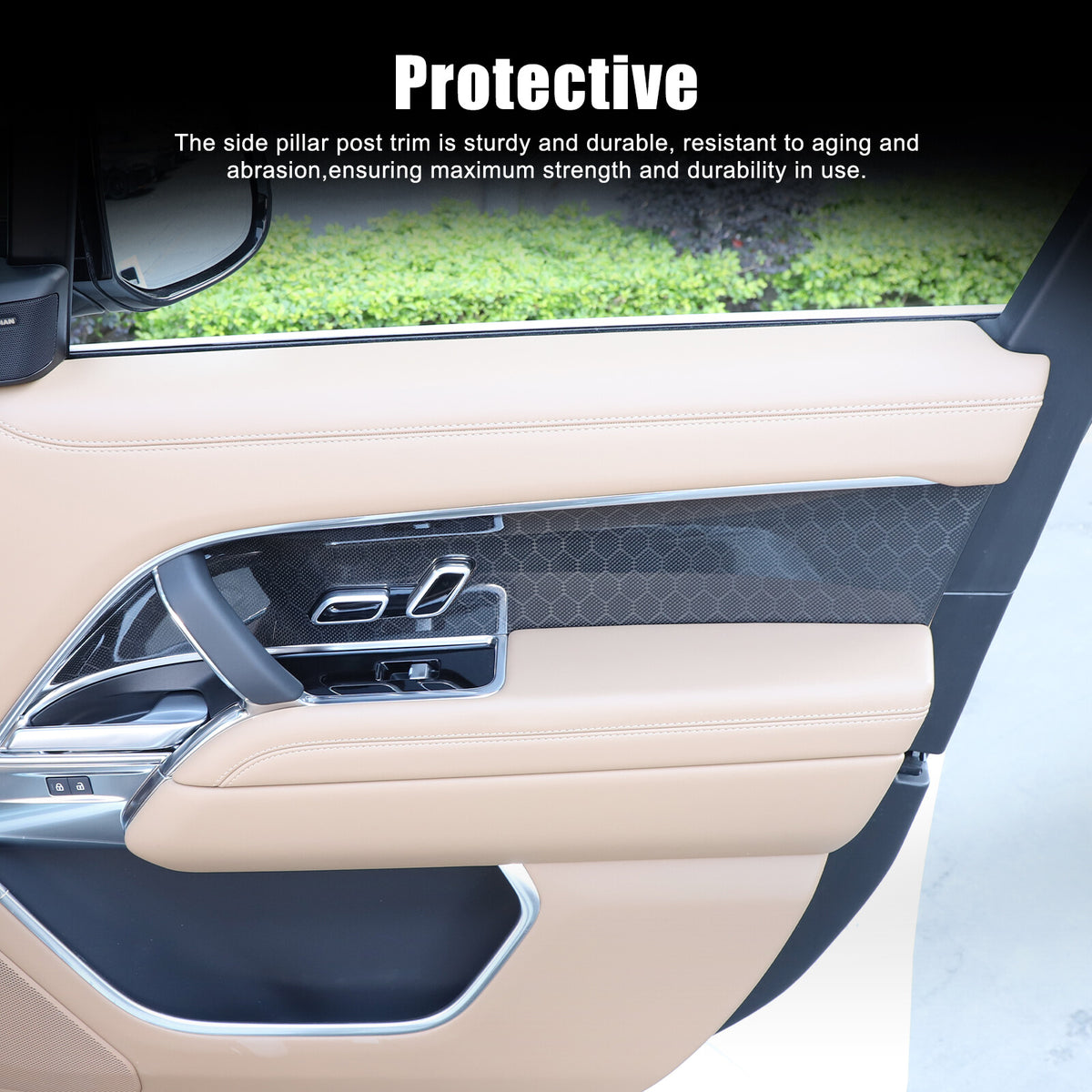 Honeycomb Carbon Fiber Interior Door Panel Trim For LR Range Rover Vogue L460 17