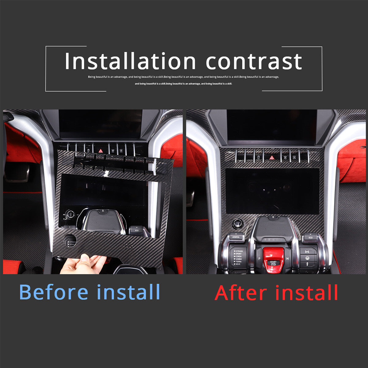 Carbon Fiber Air Condition Panel Frame Trim Cover For Lamborghini URUS 2018-23 5