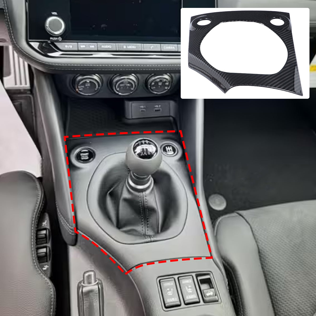 Real Carbon Fiber Center Console Gear Shift Base Trim For Nissan 400Z RZ34 MT US 14