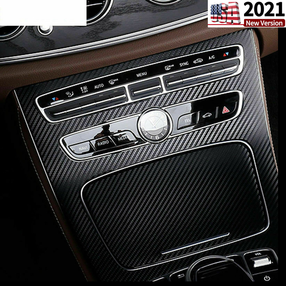 Carbon Fiber Look Center Control Panel Cover For Mercedes Benz E Class 16-2018 5