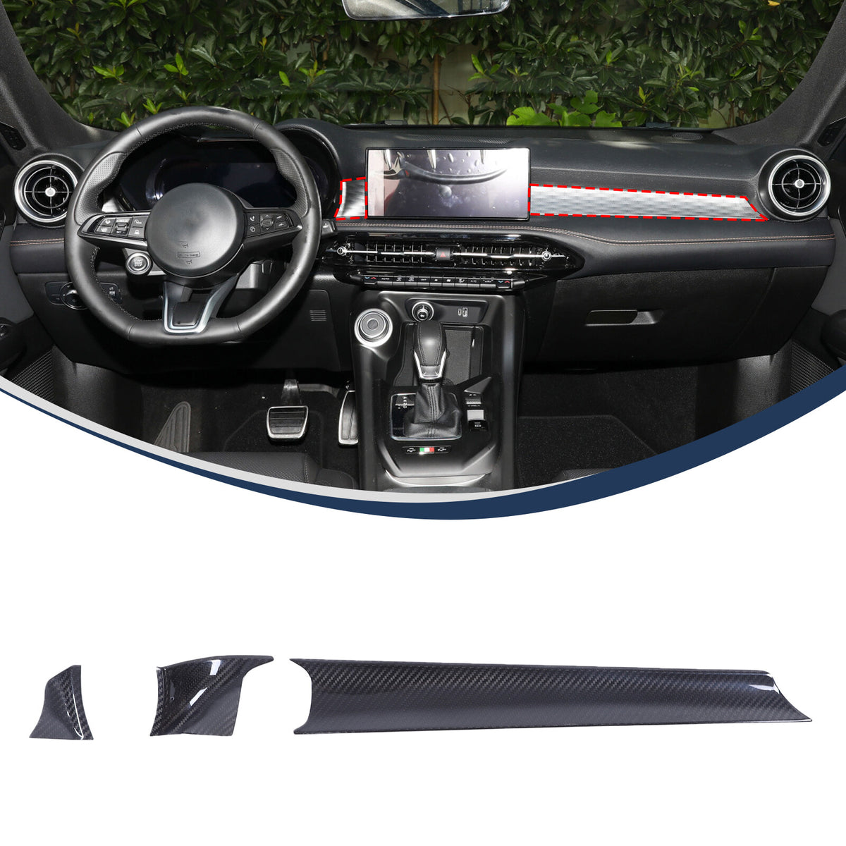 Real Carbon fiber Interior Dashboard Cover trim Strip for Alfa Romeo Tonali 22+ 1
