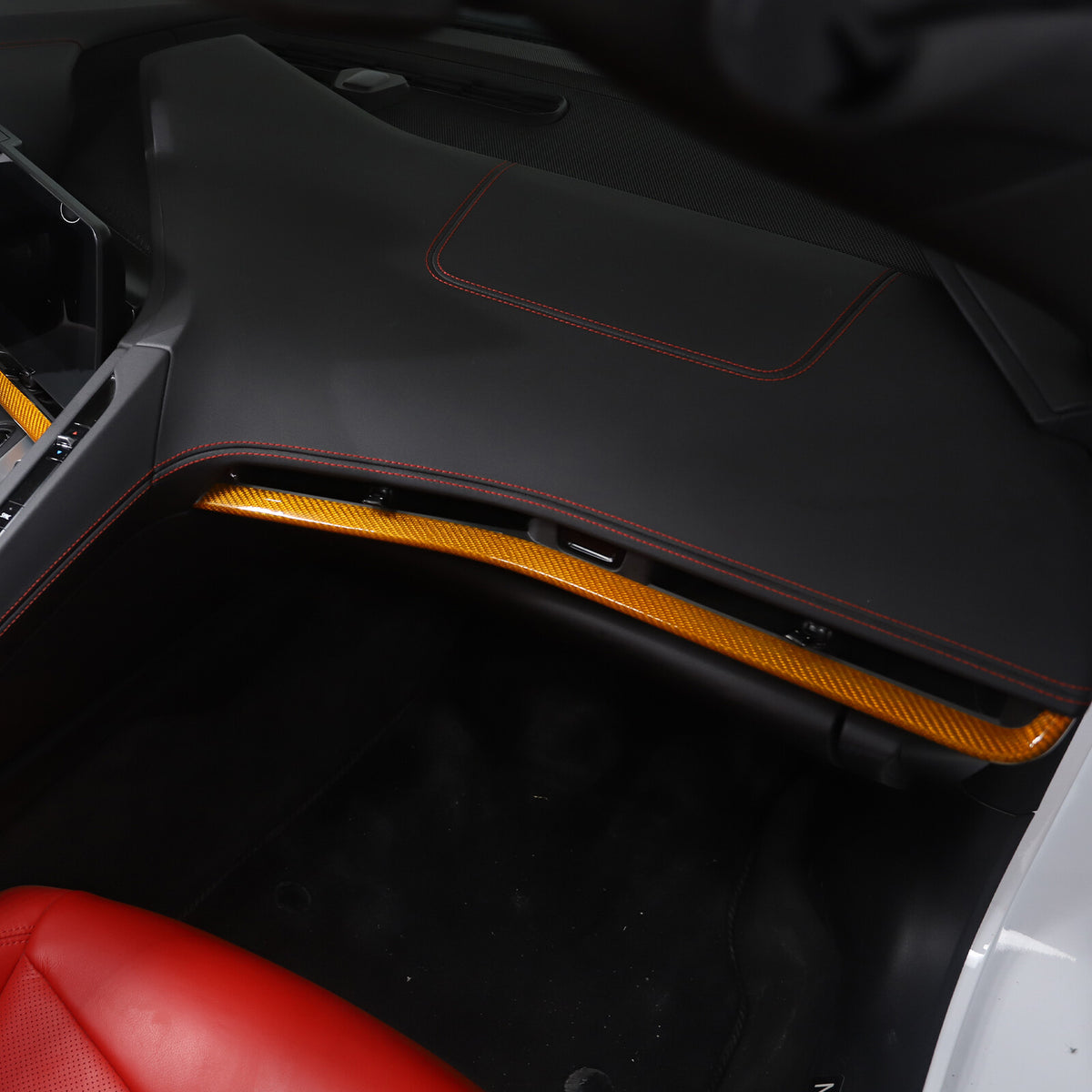 Yellow Real Carbon Fiber Console Dashboard Panel Trim For Corvette C8 Z51 20-25 5