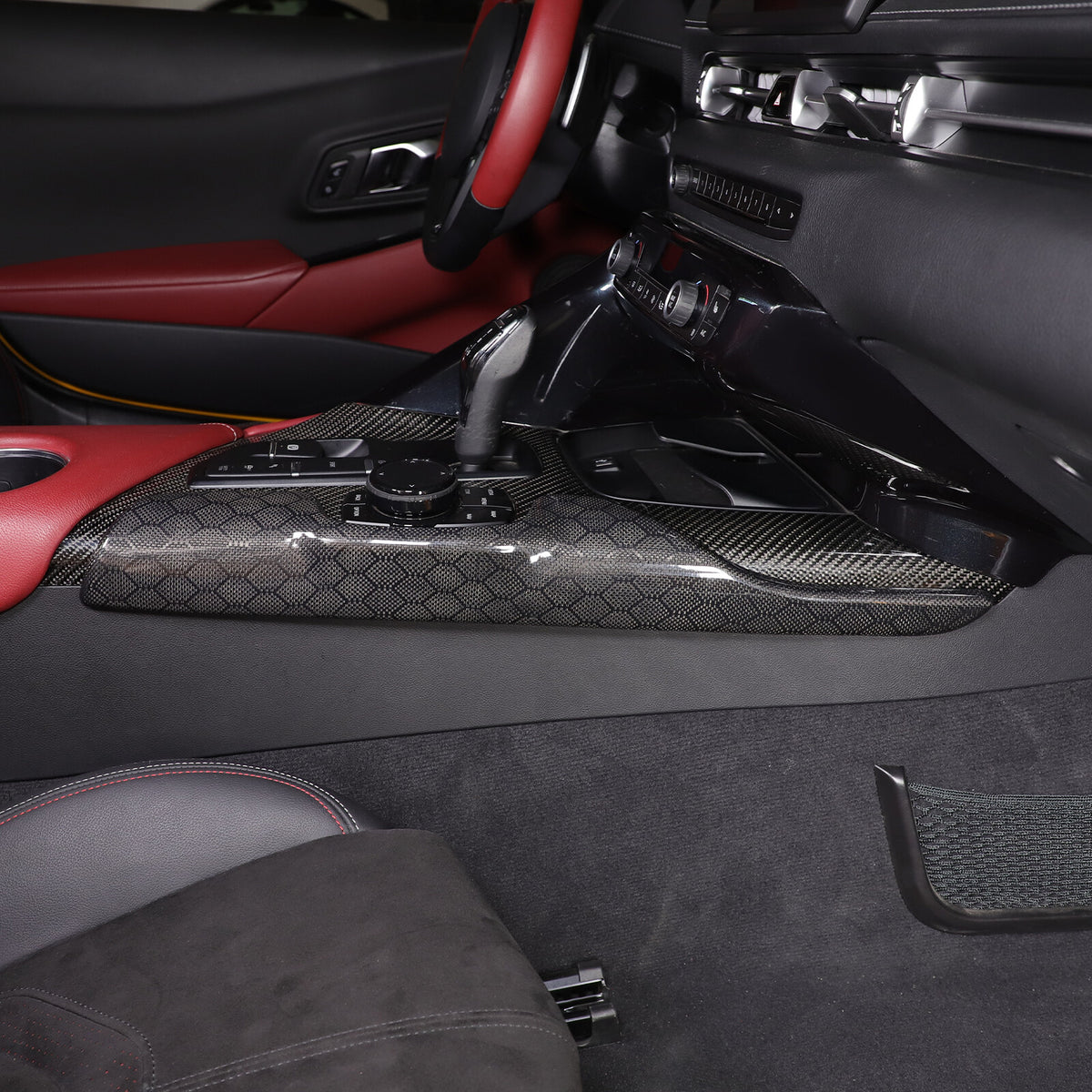 Real Carbon Fiber Console Gear Shift Frame Side Cover For Toyota Supra A90 19-25 14