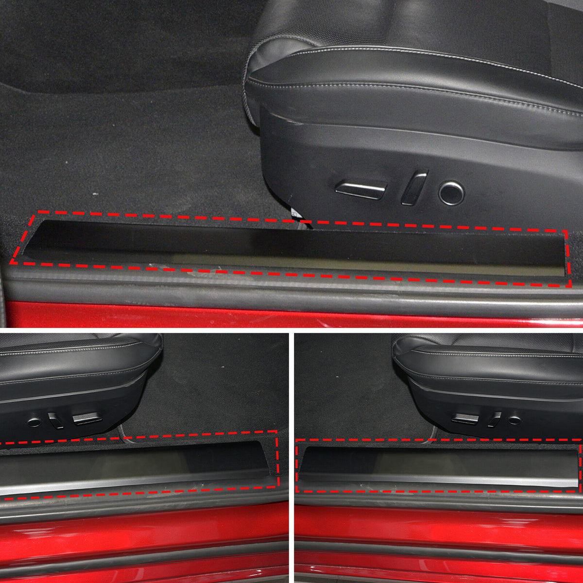 Matte Carbon Fiber Interior Door Sill Plate Guard Cover For Tesla Model S 2023+ 10