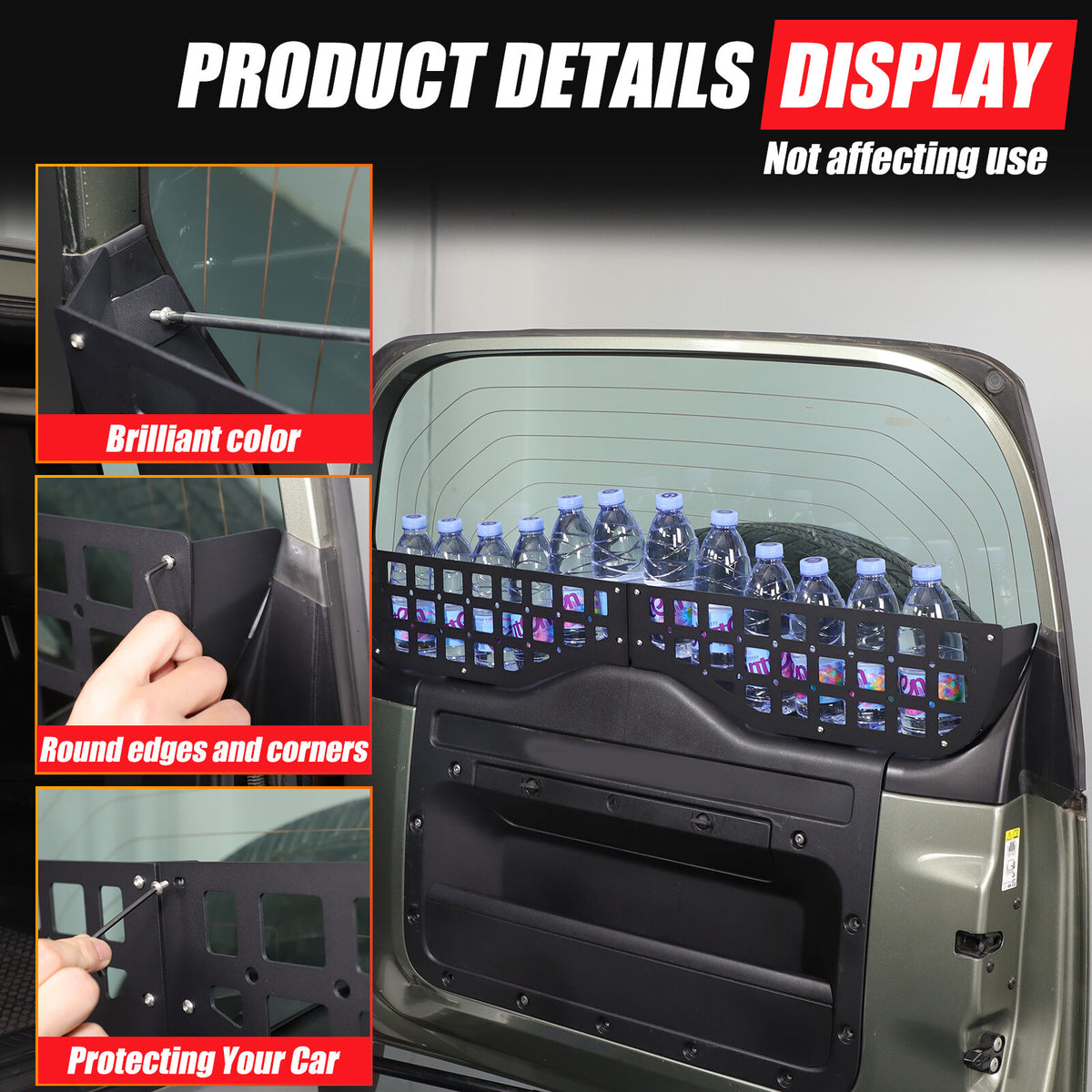 Alloy Tailgate Window Storage Fence Molle Panel Rack For LR Defender L663 2020+ 7