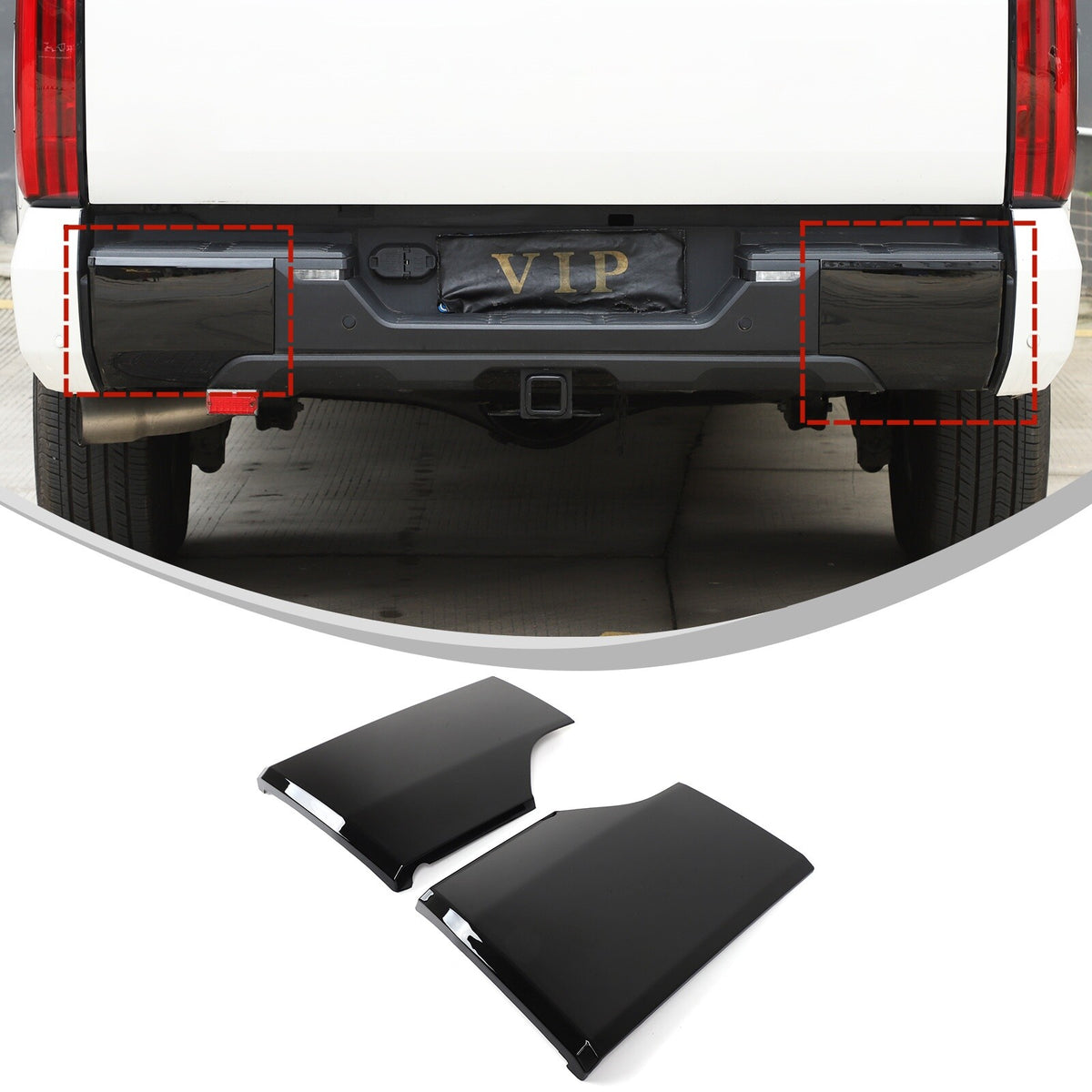 Glossy Piano Black ABS Rear Bumper Panel Trim Cover For Toyota Tundra 2022+ 2