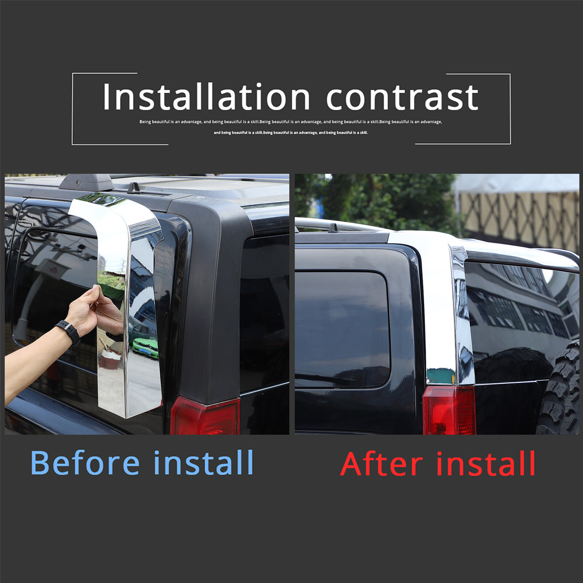 Chrome Silver Window D Pillar Trim Strip Cover For Hummer H3 2005-09 11