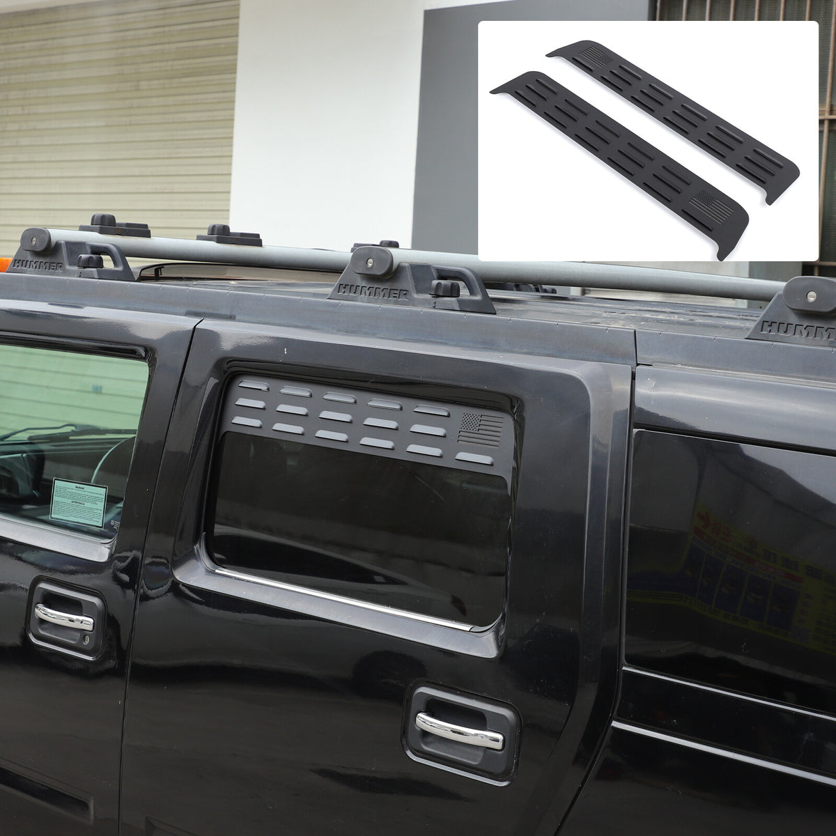 USA Flag Rear Window Vent Louver Shutter Cover Trim for Hummer H2 2003-2009 2