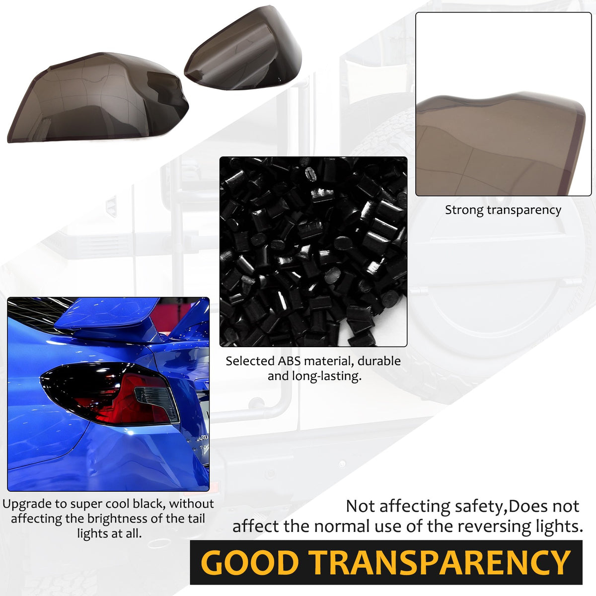Black Smoked Taillight Lens Trim For Subaru WRX STI 2015-2021 21
