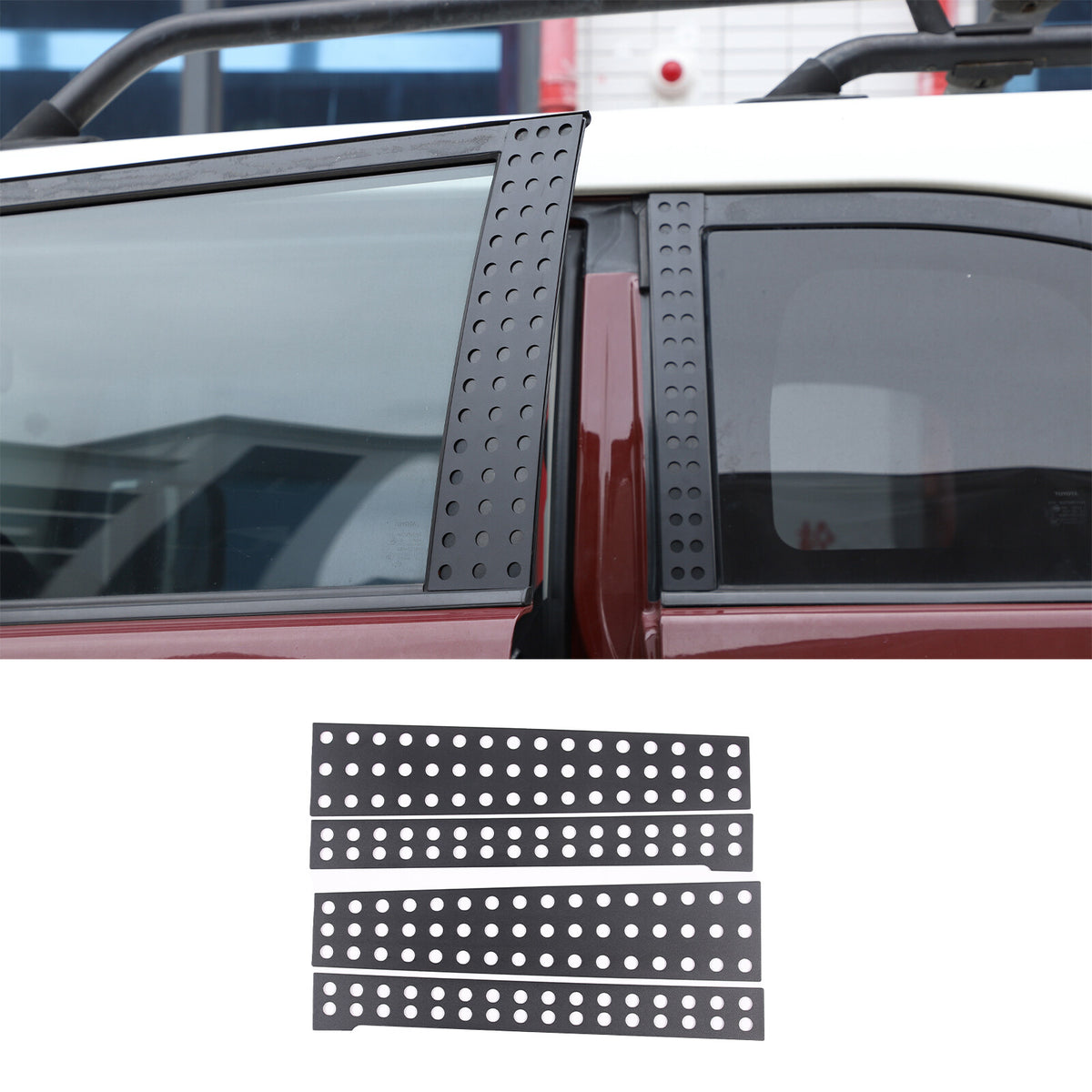 Black Aluminum Alloy Window Center Pillar Trim Panel For Toyota FJ Cruiser 07-21 4