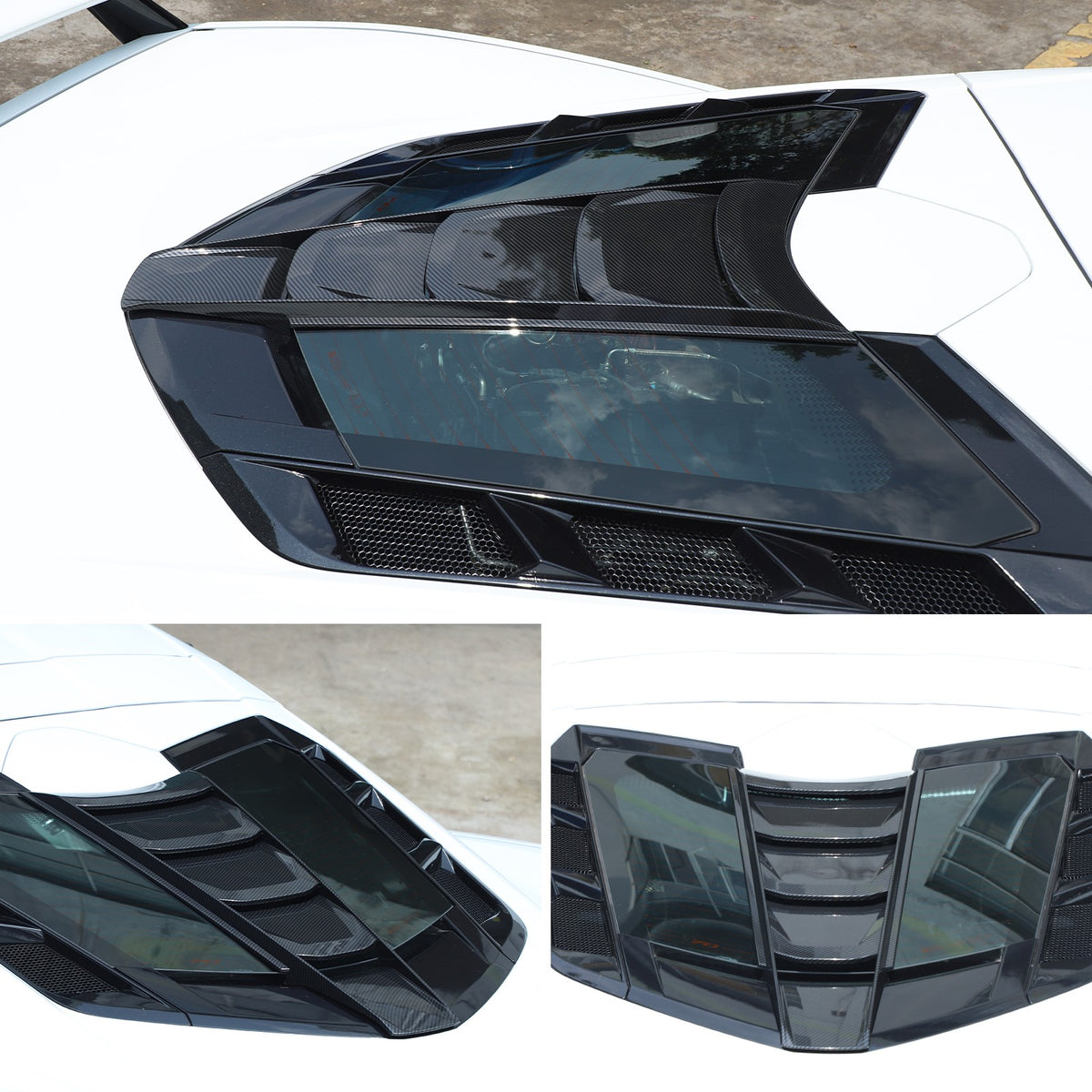 Carbon Fiber ABS Rear Split Window Applique Louver Trim For Corvette C8 Z51 20+ 5