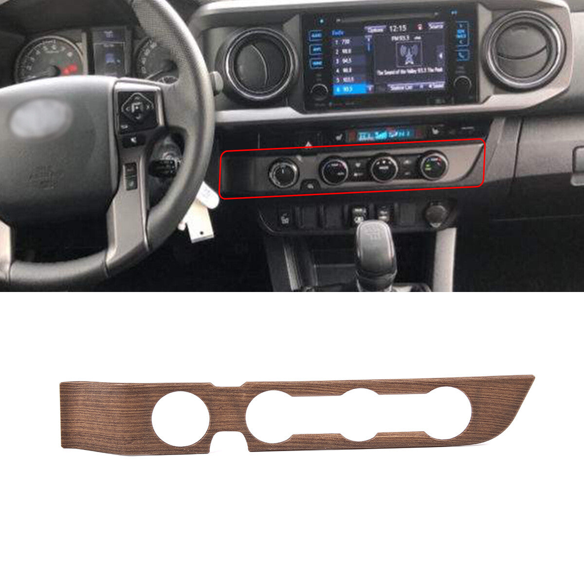 Wood Grain Interior Center Console Cover Trim For Toyota Tacoma 2016-2023 47