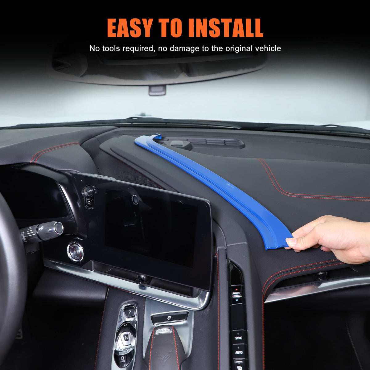 ABS Blue Interior Navigation Screen Rear Trim Cover For Corvette C8 2020-2025 20