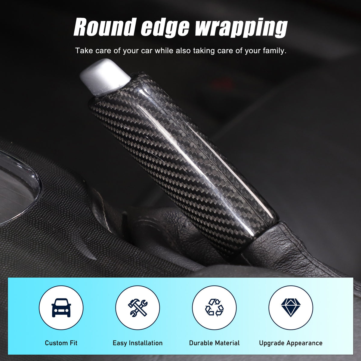 Real Carbon Fiber Emergency Brake Handle Cover Trim For Corvette C6 2005-2013 12