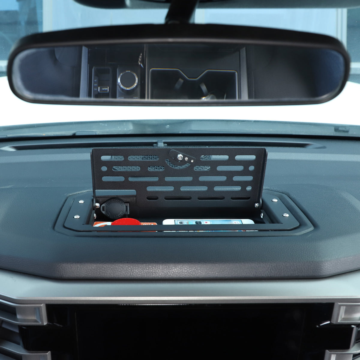 Black Alloy Dashboard Storage Box Interior Trim Cover For Toyota Tundra 22-26 1