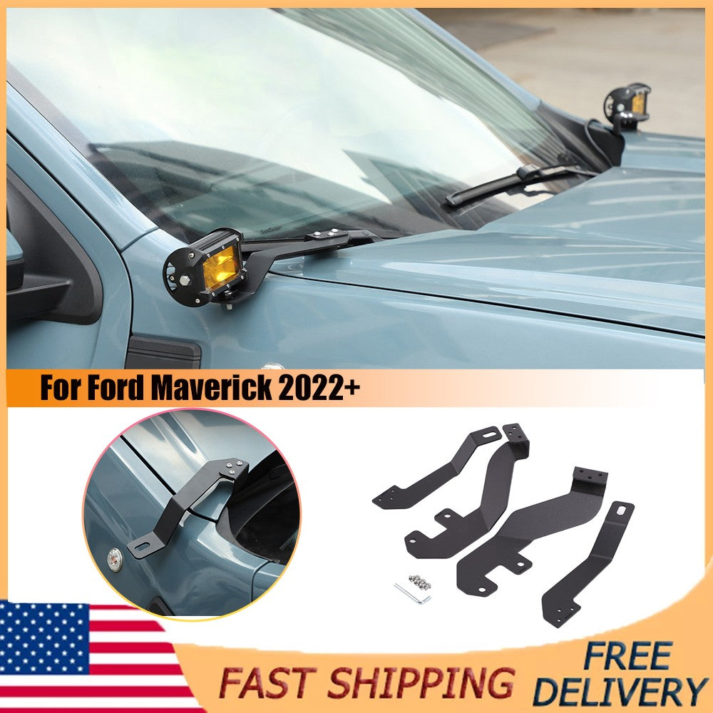 Carbon Steel Hood Light Mount Bracket Holder For Ford Maverick 2022+ US 1