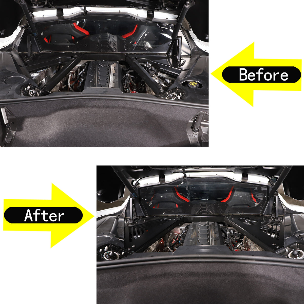 For Corvette C8 Coupe 2020-2026 Black Alloy Car Engine Bay Panel Cover Black 12