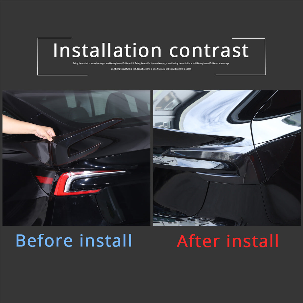 Smoked Black Rear Tail Light Guard Cover Trim Bezel For Tesla Model 3 2023-24 19