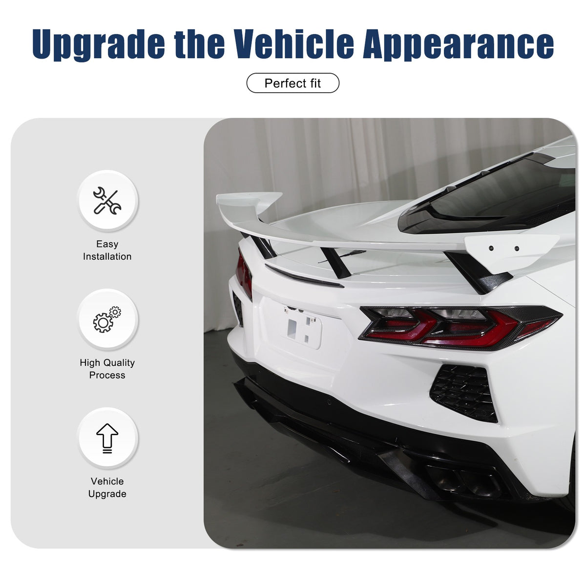Real Dry Carbon Fiber Tail Light Trim Cover For Corvette C8 2020+ 9