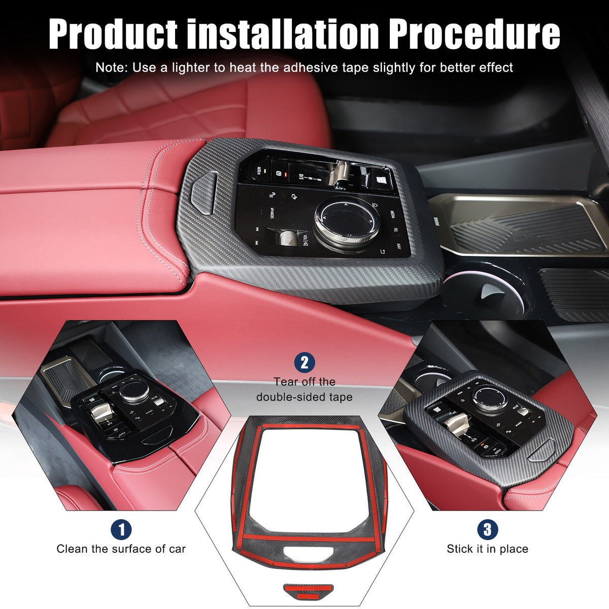 Matte Carbon Fiber Console Gear Panel Trim Cover For BMW 5 Series G60 i5 2024+ 1