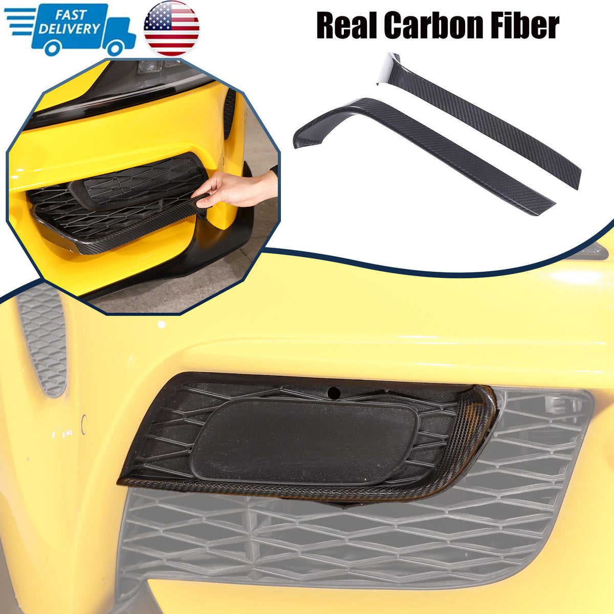 Real Carbon Fiber Front Bumper Side Grill Trim Cover Strip For GR Supra 2019-24 1