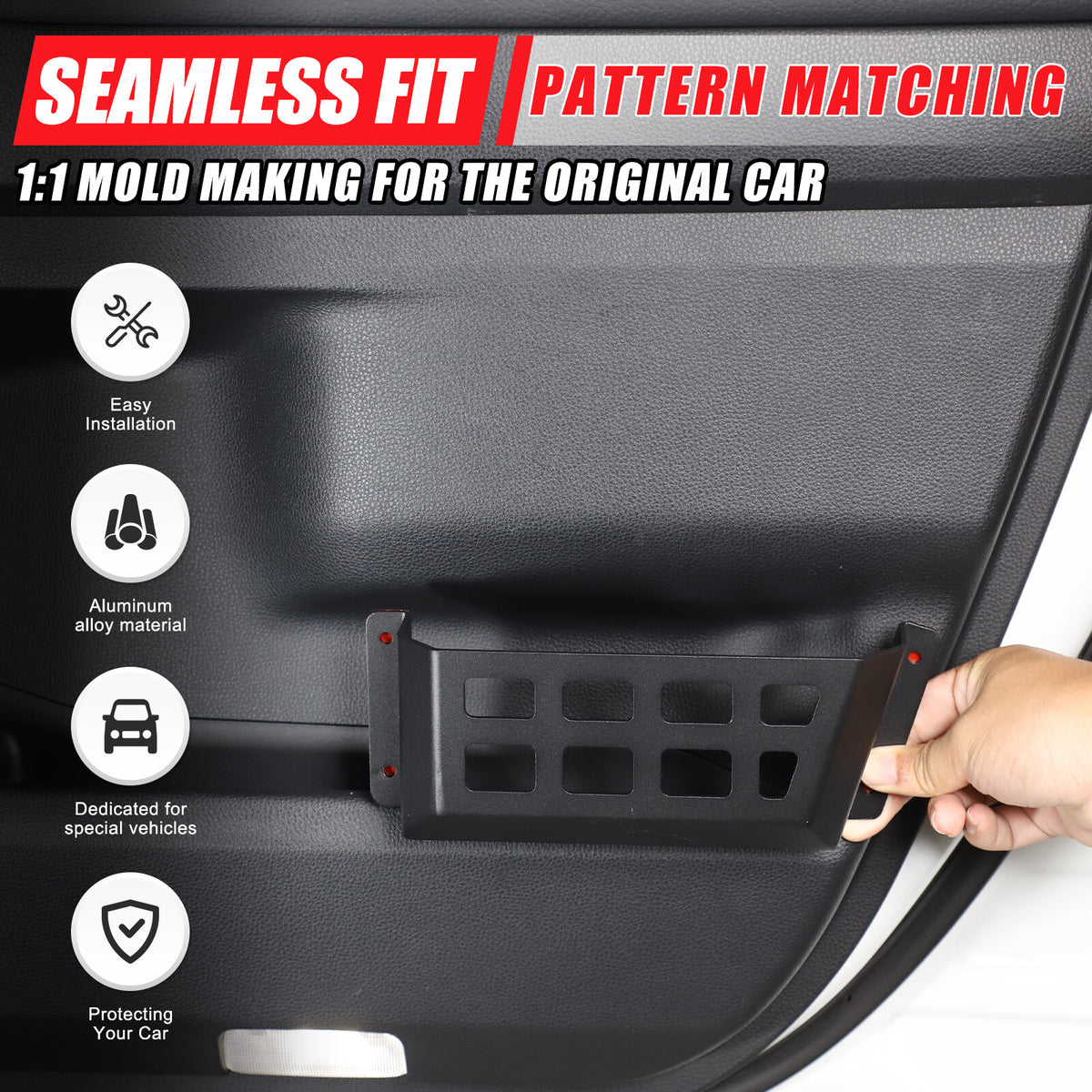 Black Car Door Storage Box Molle Panel Basket For Toyota Land Cruiser LC250 24+ 13