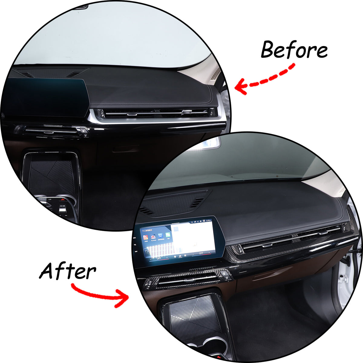 ABS Carbon fiber Center Console air outlet frame Trim For BMW X1 U11 2023-24 4