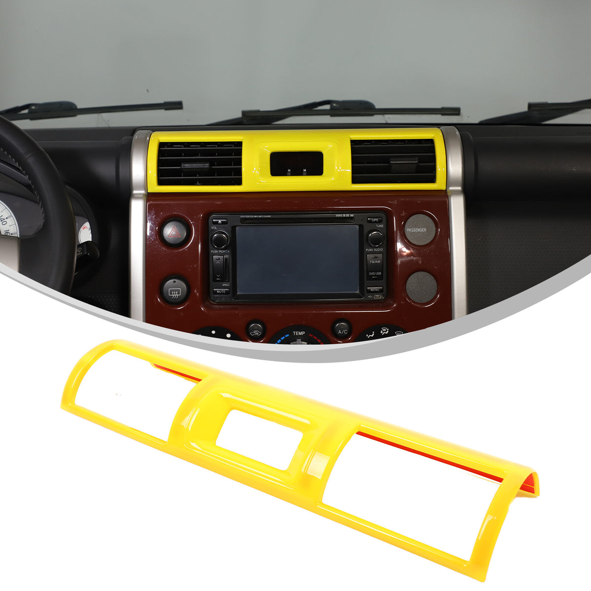 Yellow ABS Interior Center Console Trim Cover for Toyota FJ Cruiser 2007-2021 48