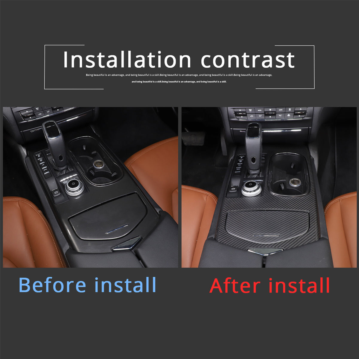 Matte Real Carbon Fiber Center Console Cover Trim For Maserati Ghibli 2017-2023 15