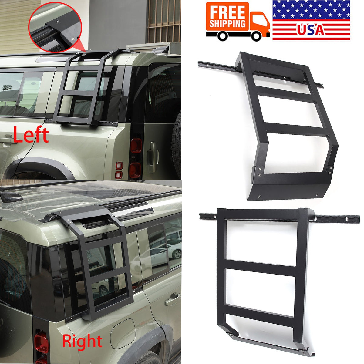 Back Rear Roof Ladder Tailgate Passanger Side Rack For LR Defender 20-24 US 1