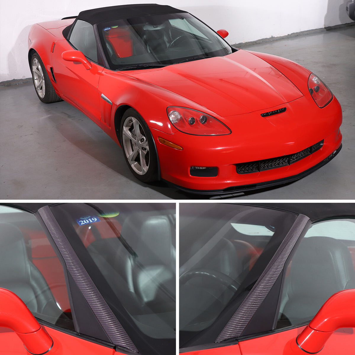Purple Real Carbon Fiber Window Triangle A-Pillar Cover For Corvette C6 2005-13 15