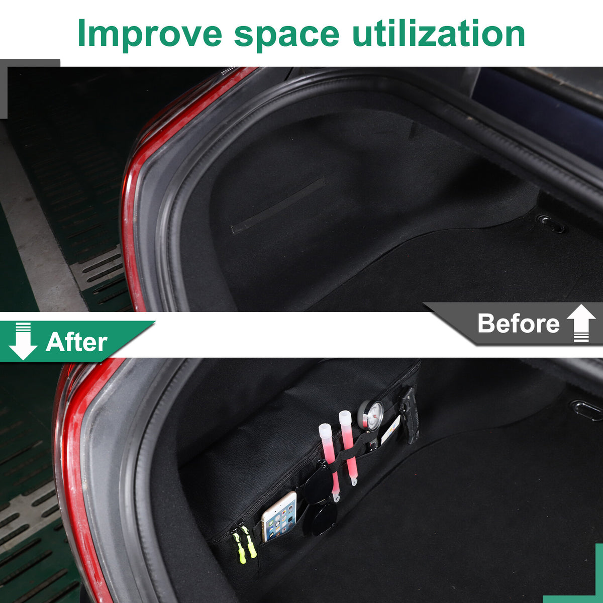 2x Rear Trunk Storage Bag Pockets Organizer Fit For Jaguar XJ X351 2010-2019 7