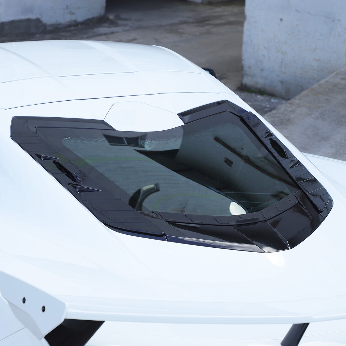 ABS Piano Black Rear Hood Wash Waterproof Trim Cover For Corvette C8 2020+ 10