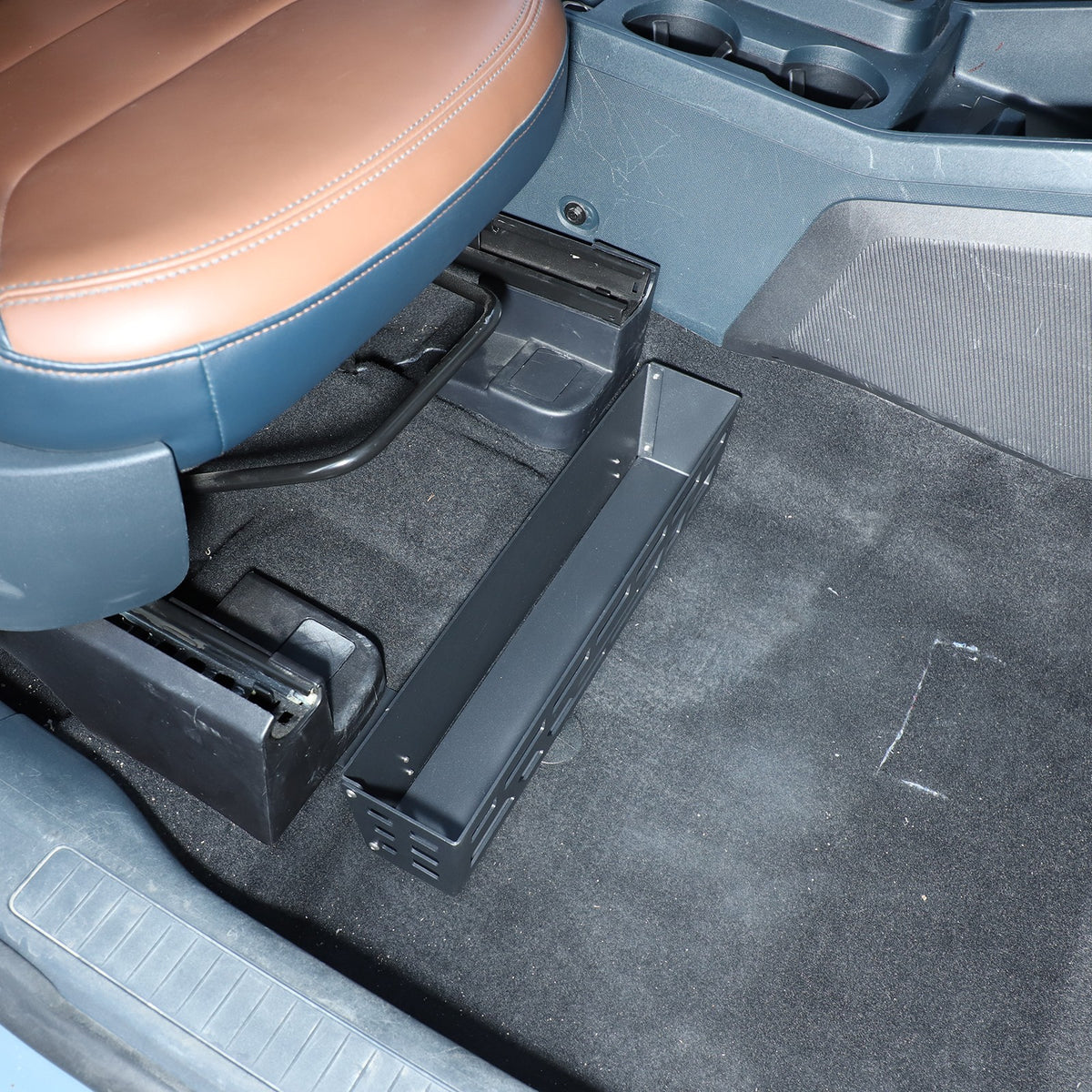 Carbon Steel & Aluminum Under Seat Storage Box Basket For Ford Maverick 2022+ 13