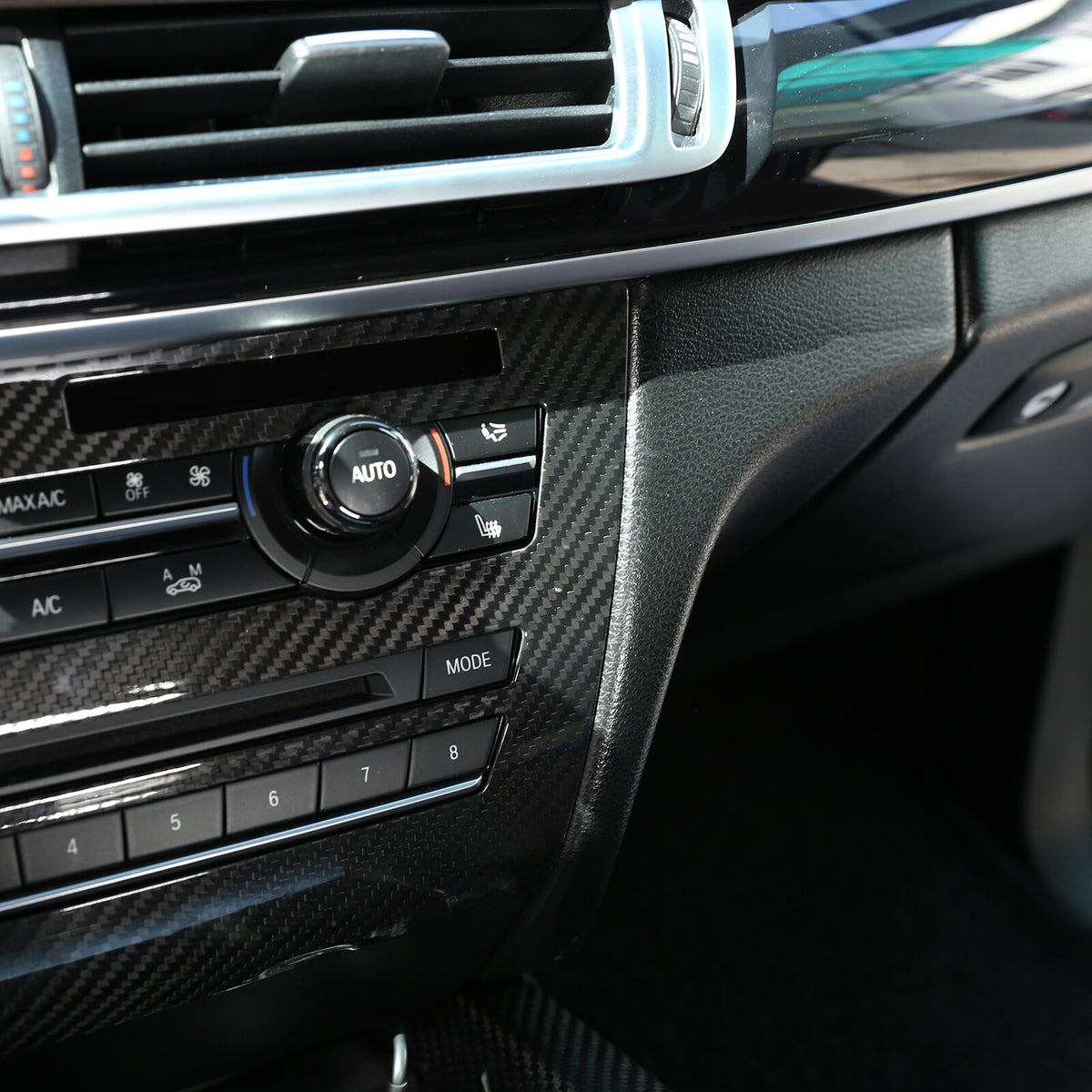 Real Dry Carbon Fiber Center Volume CD Switch Panel Trim For BMW X5 X6 F15 14-18 6