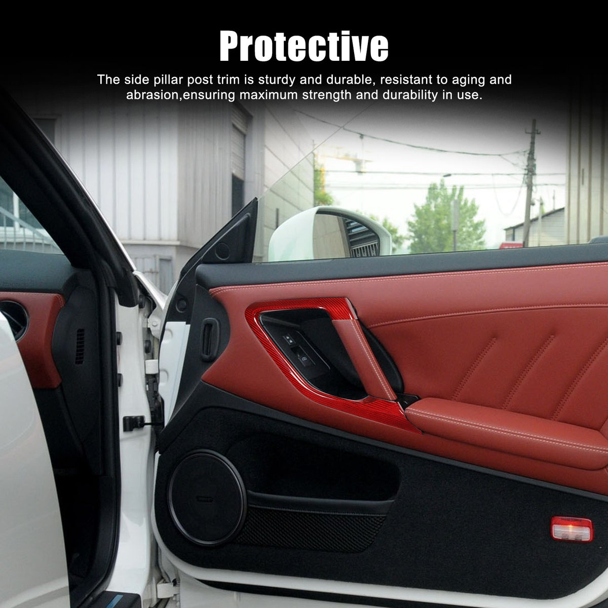 Red Real Carbon Fiber Inner Door Handle Trim Red For Nissan GT‑R R35 2008‑2016 19