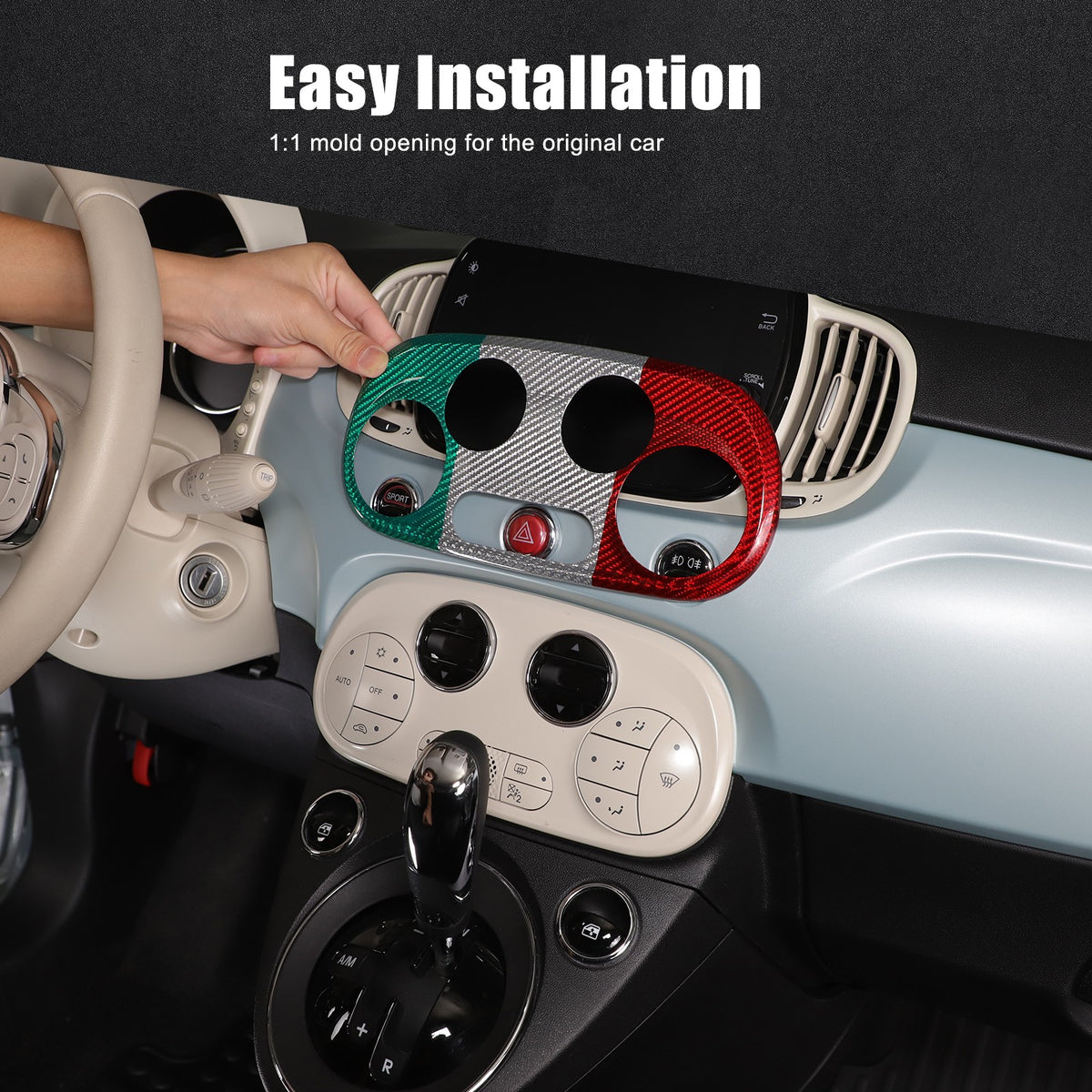 Tri-Color AC Control Switch Bezel Trim For Fiat 500 312 2016+ 9