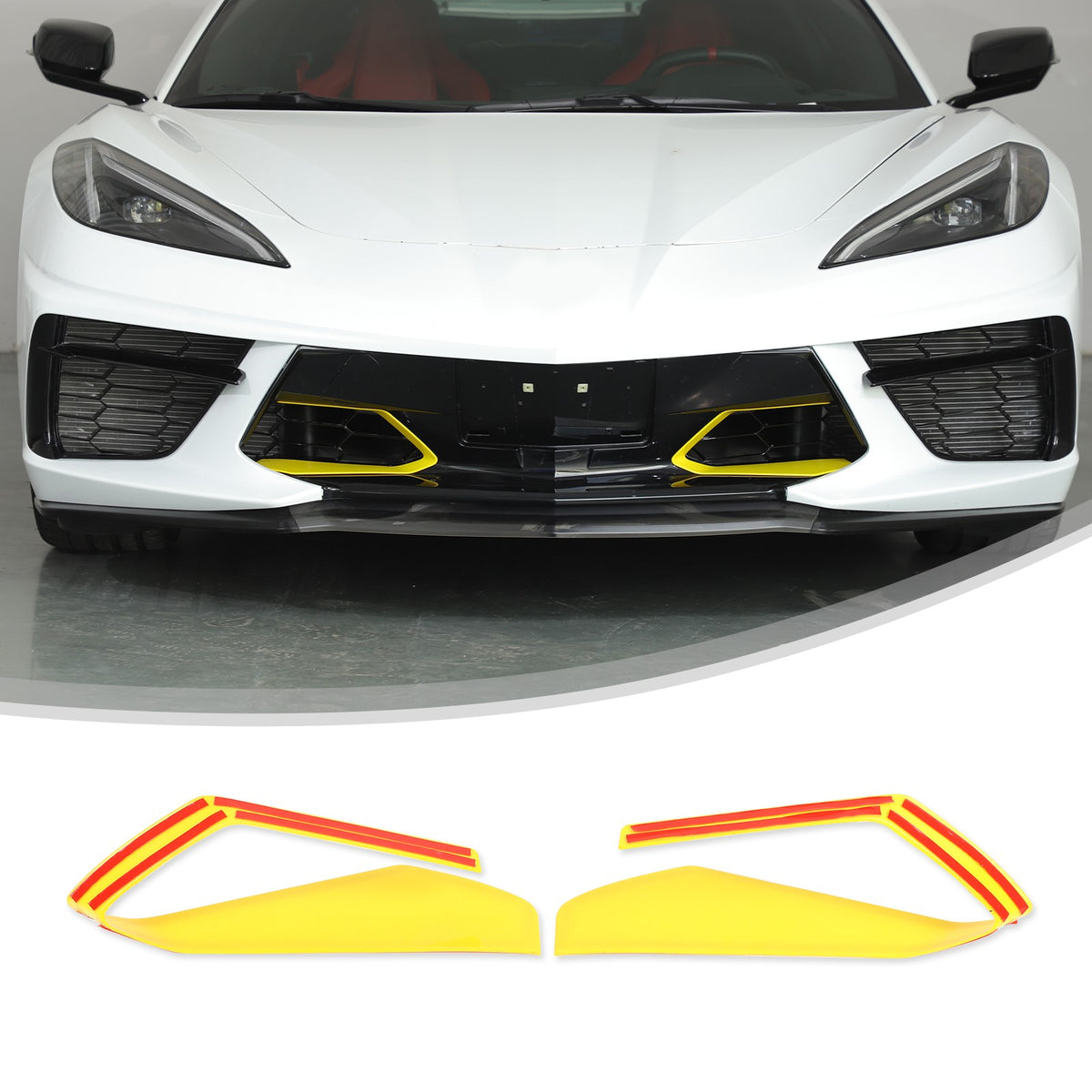 Yellow ABS Front Bumper Middle Grille Trim Cover For Corvette C8 2020+ 19