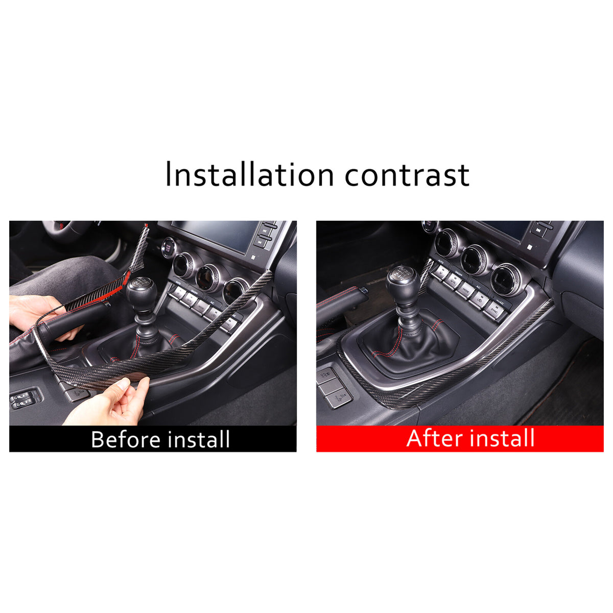 Real Carbon Fiber Center Shifter Side Bezel Frame Trim For Subaru BRZ 2022+ 4