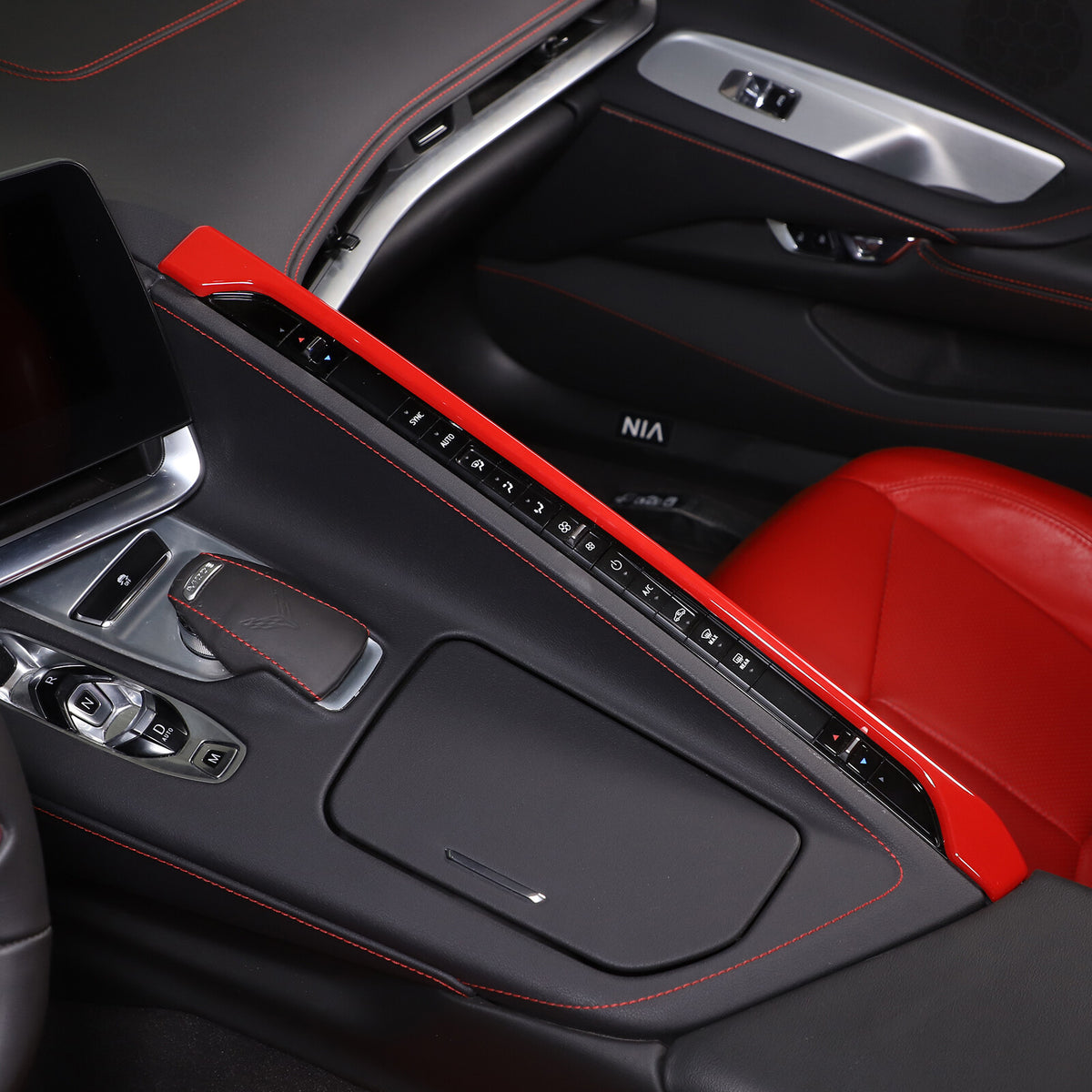 ABS Red Center Console Side Decoration Strip For Corvette C8 2020-2025 7