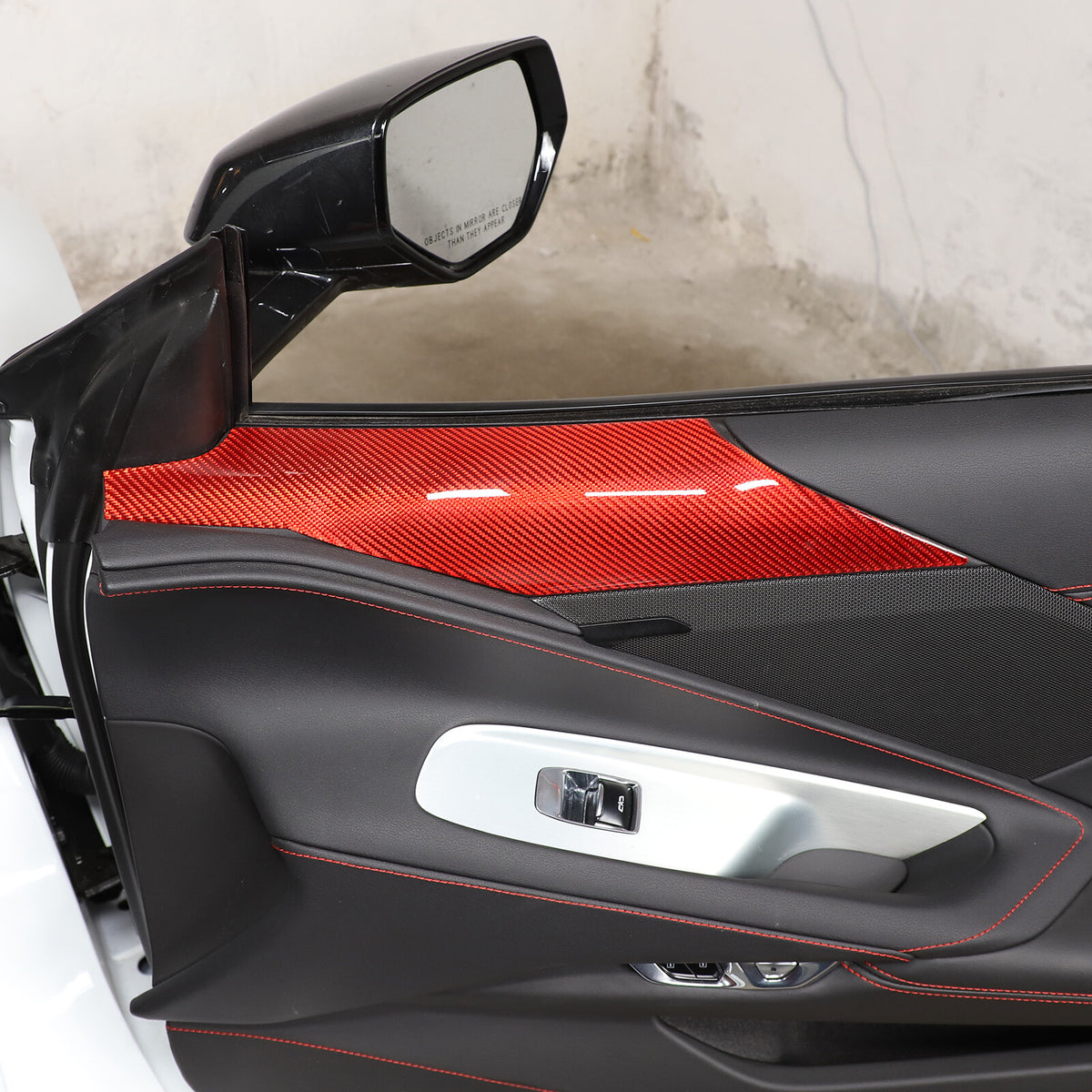 Red Soft Carbon Fiber Interior Decor Trim Kit Cover Set For Corvette C8 20-25 204