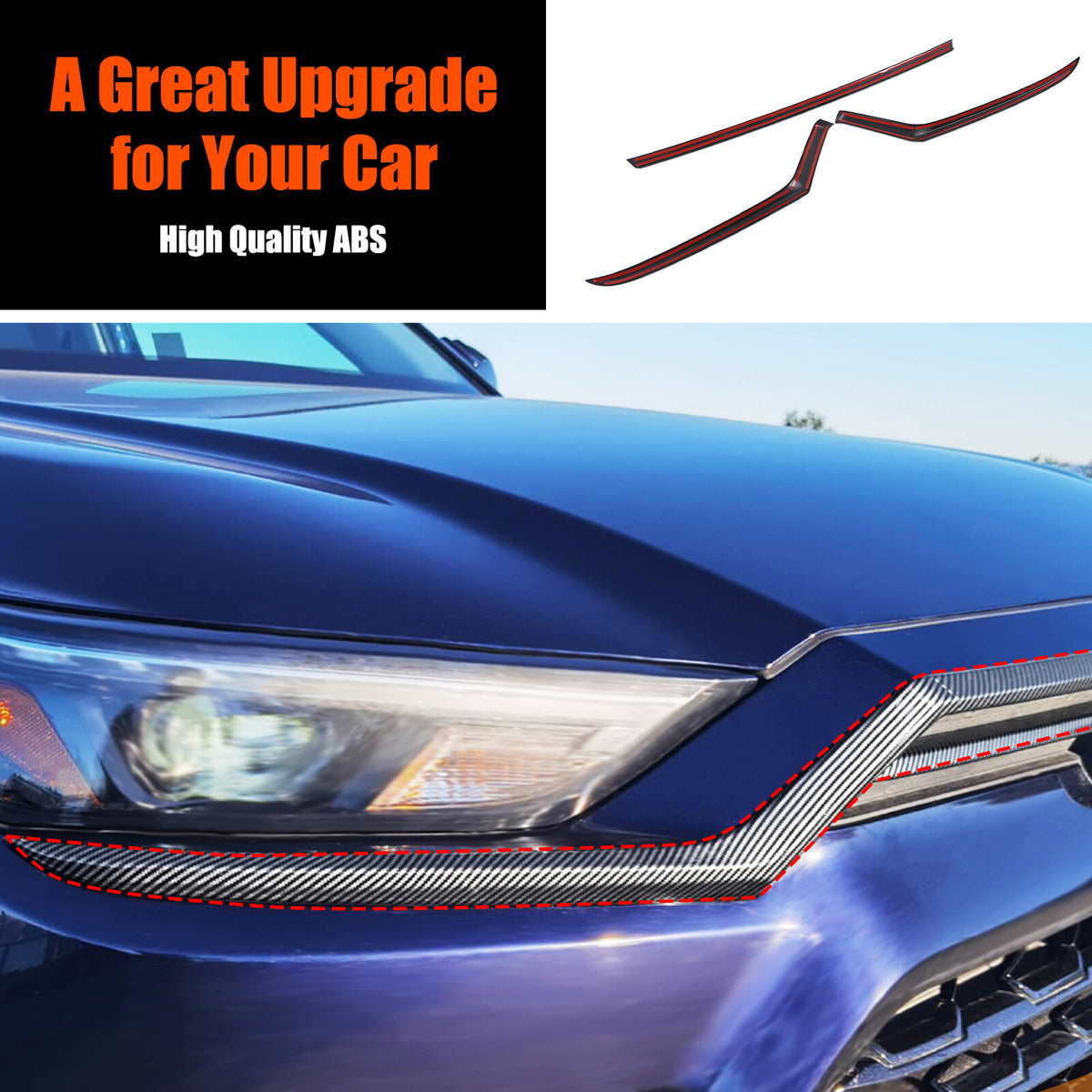 Glossy Black ABS Front Hood Trim Strip Trim For Toyota Grand Highlander 2024+ US 8