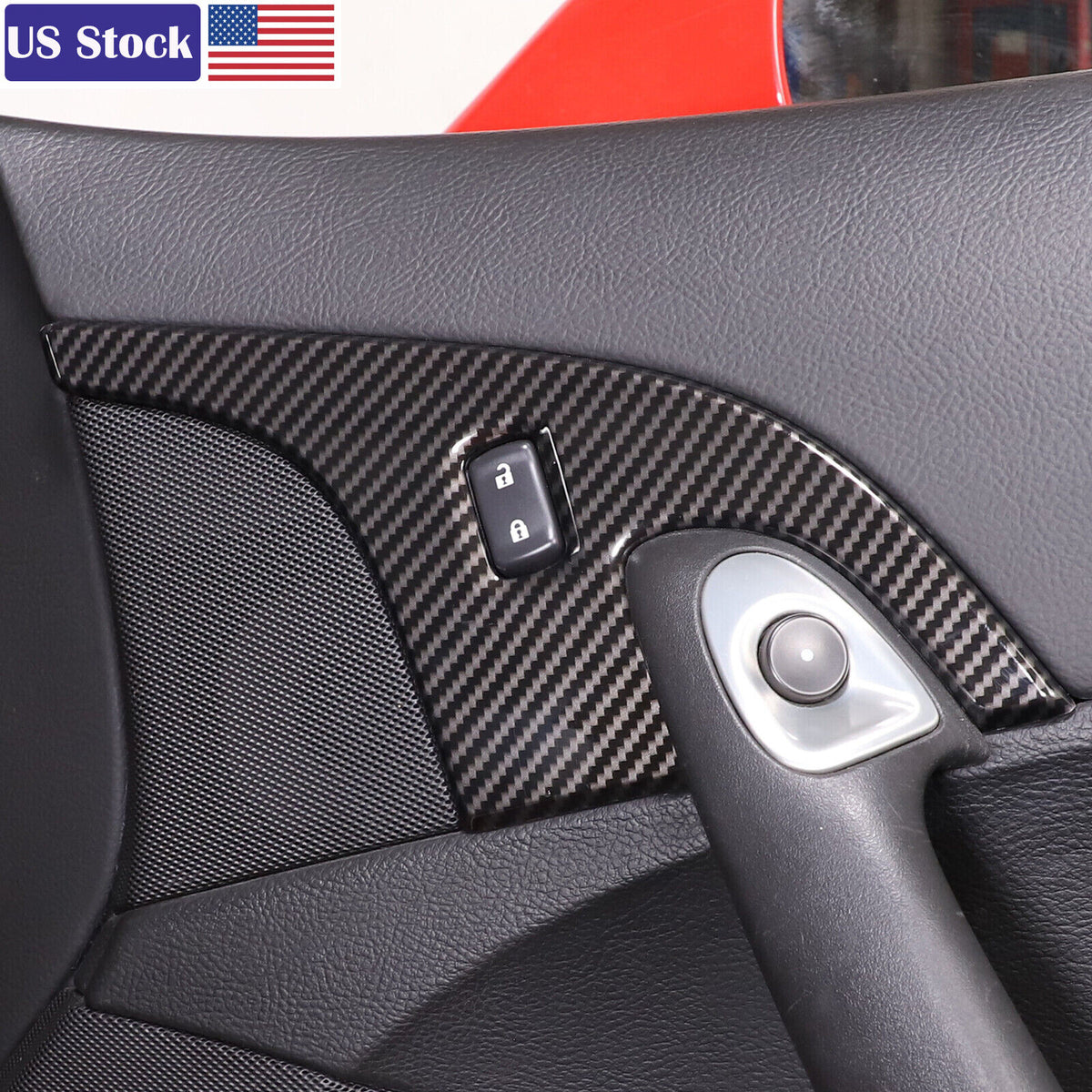 Carbon Fiber ABS Door Window Lift Button Trim Frame Set For Corvette C6 05-13 US 19