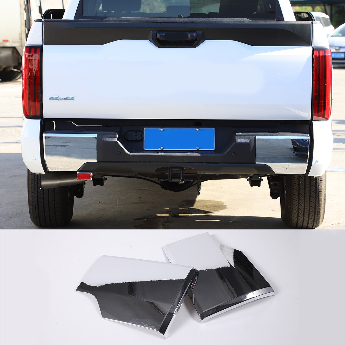 Chrome Rear Bumper Side Panel Cover Trim Cover Fit for Toyota Tundra 2022-23 US 5