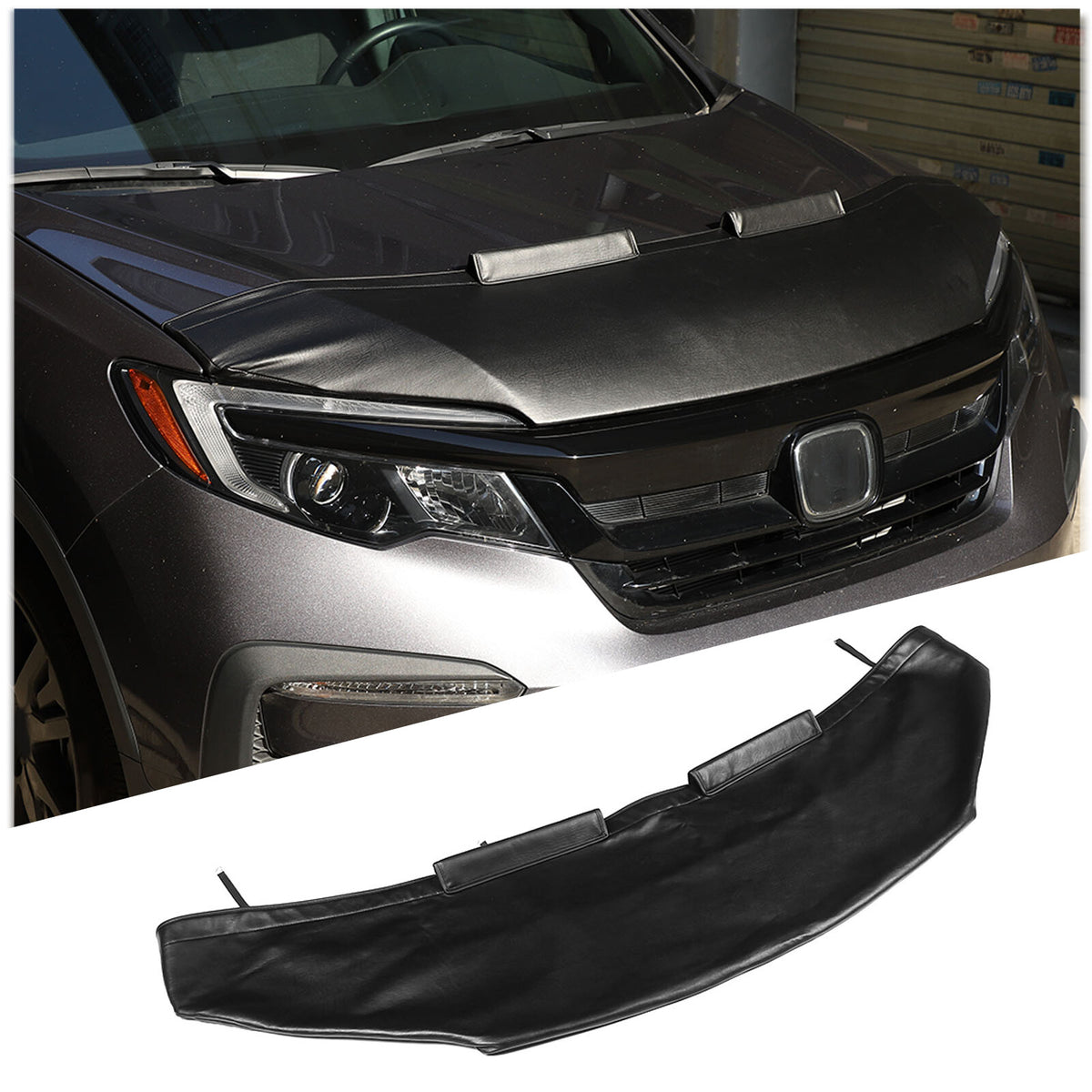 Black Car Bonnet Hood Bra Protector Mask Cover For Honda Pilot 2015-2022 US 8