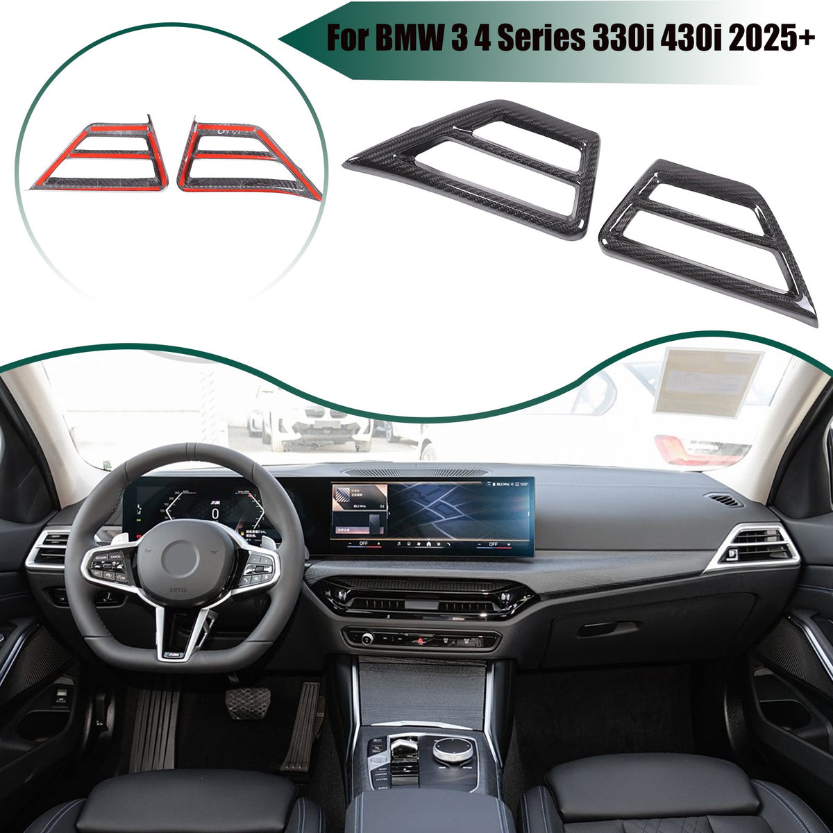 Real Carbon Fiber Side Air Vent Frame Trim For BMW 3 4 330i 430i G20 G21 2025+ 1
