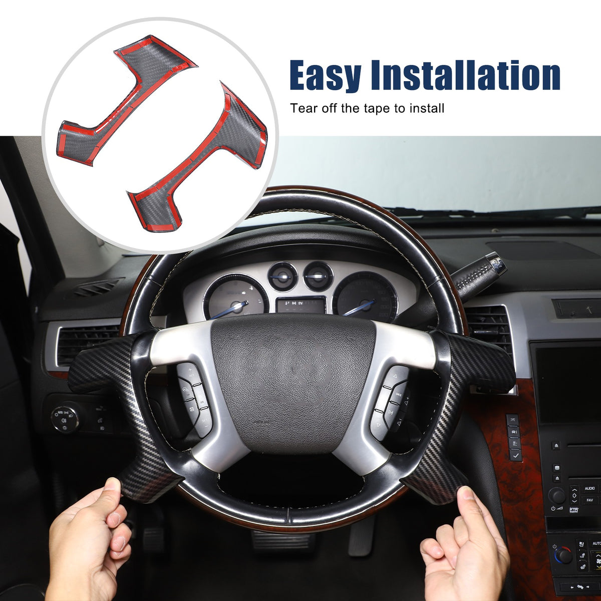 Real Dry Carbon Fiber Steering Wheel Side Button Trim For Hummer H2 2003-2007 8
