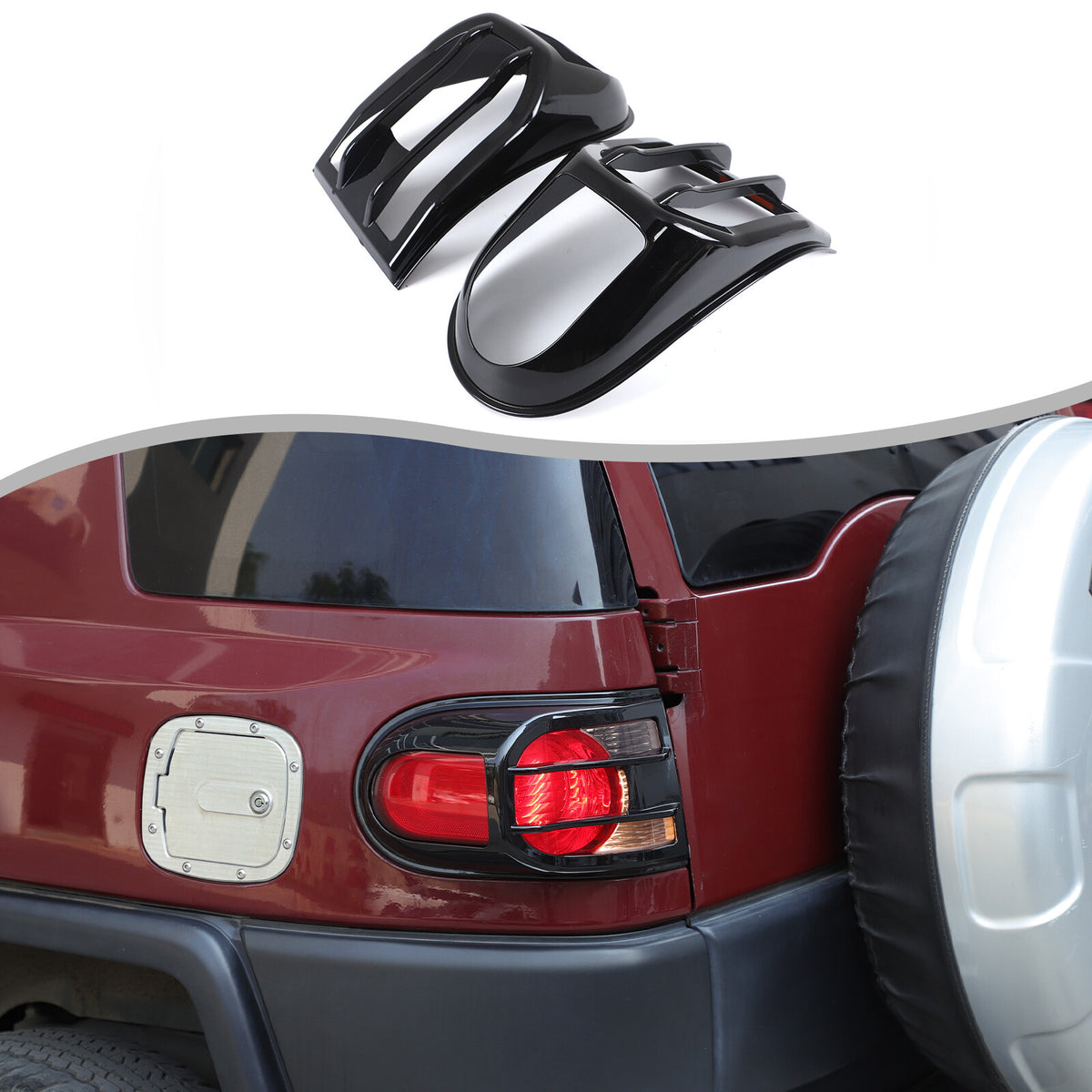 Piano Glossy Black ABS Tail Light Cover Trim For Toyota FJ Cruiser 2007-2021 US 2