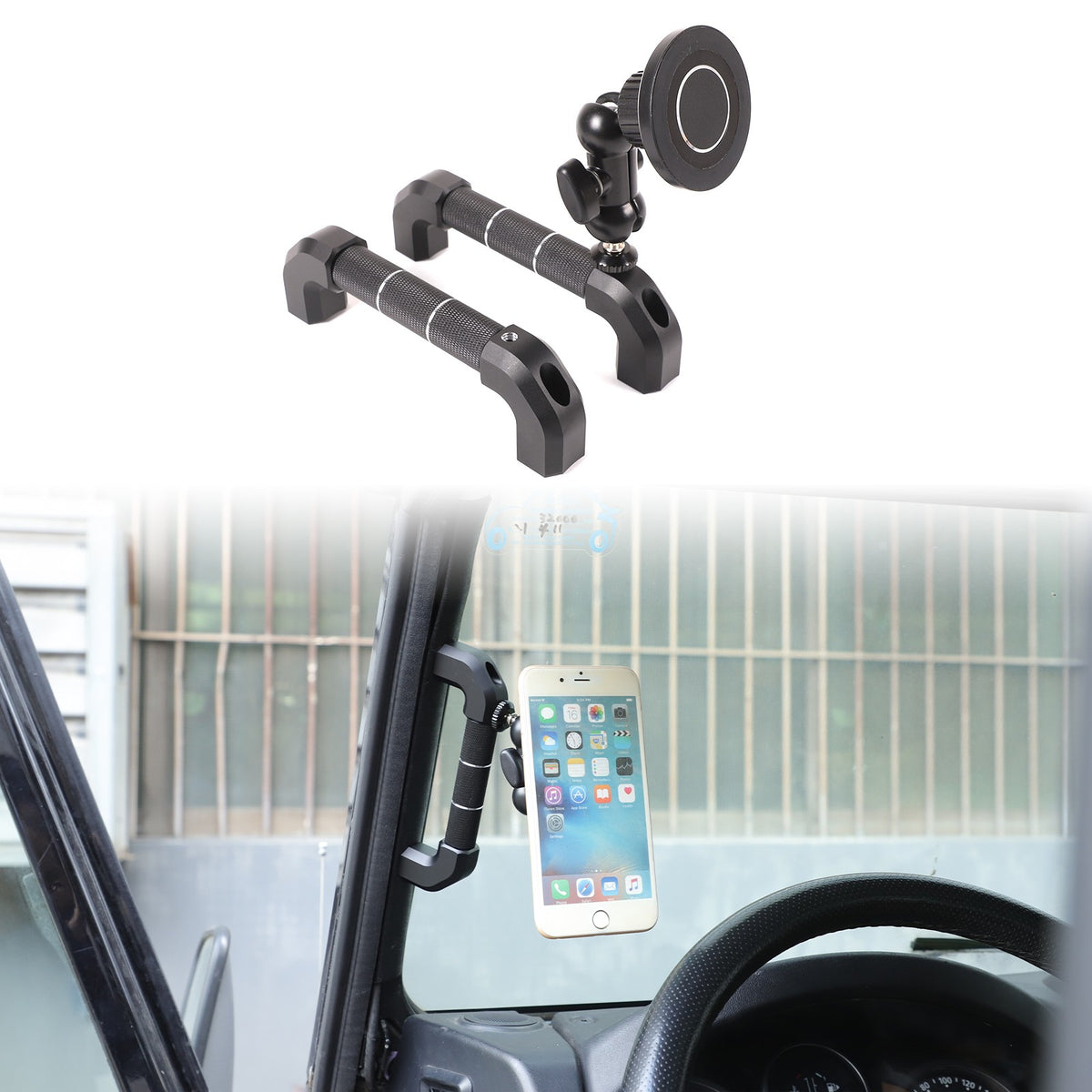 Replace Black A-Pillar Handle W/ Phone Mount For LR Defender L316 2004-2018 1