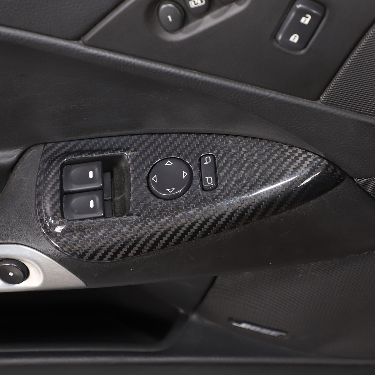 Real Carbon Fiber Door Armrest Window Lift Trim Cover For C6 Corvette 2005-2013 7